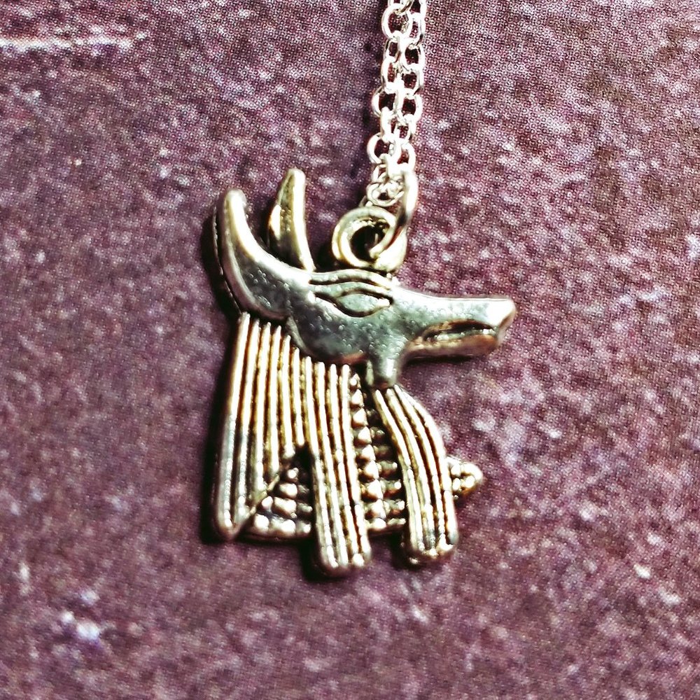 Silver Egyptian Anubis Head Necklace